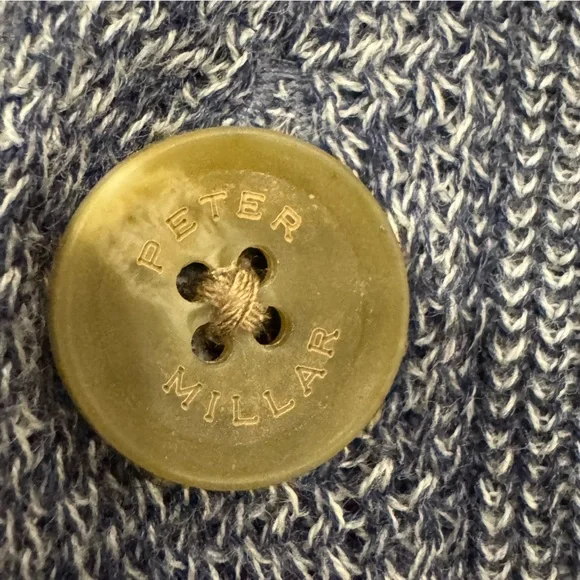 Peter Millar Crown Cotton Hemp Harbor Shawl Cardigan in Windo Blue Size Medium - Picture 6 of 12